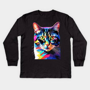 American Shorthair Pop Art Kids Long Sleeve T-Shirt